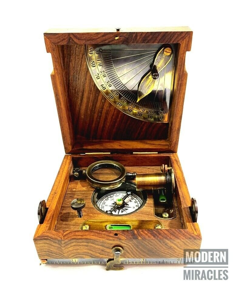 Wooden Marine Master Box/Nautical Sextant/Ship's Instruments/Directional Compass