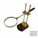 Shinny Brass Adjustable Magnifying Glass/Reading Magnifier Lens/Wooden Base Lens