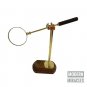 Shinny Brass Adjustable Magnifying Glass/Reading Magnifier Lens/Wooden Base Lens