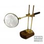 Shinny Brass Adjustable Magnifying Glass/Reading Magnifier Lens/Wooden Base Lens