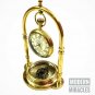 Nautical Shinny Brass Victorian Table Clock with Compass on Base Home decor gift