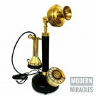 Gold Brass American Landline Telephone Vintage Rotary Dial Candlestick Phone