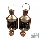 Set of 2 Antique Finish Oil Lamp Nautical Marine Ship Oil Lantern Festival Gift