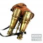 Nautical Brass 6" Binocular Antique Pirate Spyglass Telescope with Leather Cover