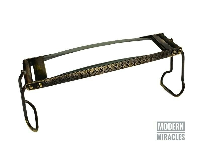 Brass Table Top Magnifying Glass, Antique Style Magnifier, Nautical Wooden Box