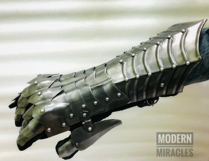 Silver Antique Nazgul Gauntlets Steel Medieval armor Gloves ~ Crusader Larp Gift