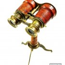 Nautical Brass Marine Navy Leather Binocular Antique Monocular with Brass Stand