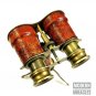Nautical Brass Marine Navy Leather Binocular Antique Monocular with Brass Stand