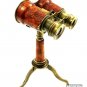 Nautical Brass Marine Navy Leather Binocular Antique Monocular with Brass Stand