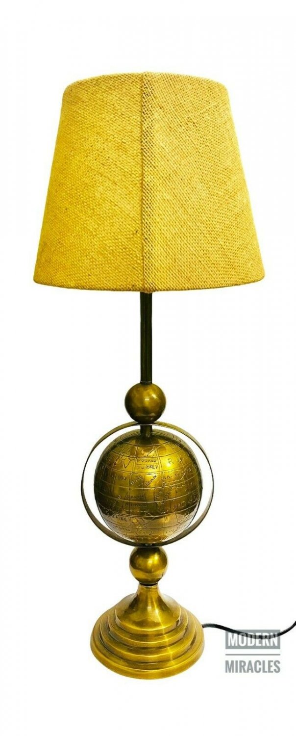 17'' Nautical Antique Brass Astrolabe Astrological Desk Globe Shade Lamp Decor