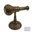 6" Nautical Brass Engraved Telescope Spyglass Scope on Brass Stand Office Desk