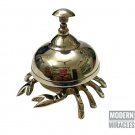 Chrome Finish Brass Crab Design Table Bell, Antique Nautical Hotel Counter Bell