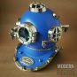 Vintage Diving Helmet U.S Navy Mark V Scuba Antique Blue Divers Helmet Replica