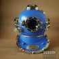 Vintage Diving Helmet U.S Navy Mark V Scuba Antique Blue Divers Helmet Replica