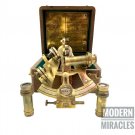 Antique Nautical Brass Ship Sextant with Extra 2 Vintage Telescope in Wooden Box