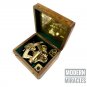 Antique Nautical Brass Ship Sextant with Extra 2 Vintage Telescope in Wooden Box