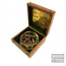 Antique Nautical 5 Inches Perfectly Calibrated Sundial Compass in Wooden Box