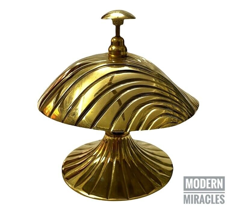 Shinny Brass Sea Scallop Design Table Bell/Antique Hotel Counter Bell/Desk Gift