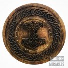 30" Viking Medieval Wooden Carving  Thor Norse Hammer Viking Round Warrior Gift
