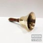 Antique Hand Bell Brass School Call Bell Loud Ring w/ Wood Handle Vintage Style