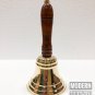 Antique Hand Bell Brass School Call Bell Loud Ring w/ Wood Handle Vintage Style
