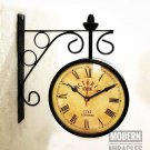 Victoria Station Double Sided Railway Black Powder Coated Clock Functional Clock