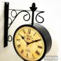 Victoria Station Double Sided Railway Black Powder Coated Clock Functional Clock
