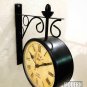 Victoria Station Double Sided Railway Black Powder Coated Clock Functional Clock