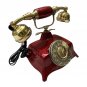 Vintage Red Patina Antique Rotary Dialing Working Telephone valentine gift