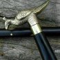Vintage Brass Peacock Handle Wooden Folding Compaq Black Walking Stick Gift Xmas