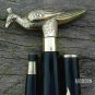 Vintage Brass Peacock Handle Wooden Folding Compaq Black Walking Stick Gift Xmas