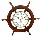 Handmade 24" Wooden Ship Wheel Wall Clock Antique Nautical Maritime Clock Decor