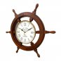 Handmade 24" Wooden Ship Wheel Wall Clock Antique Nautical Maritime Clock Decor