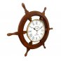 Handmade 24" Wooden Ship Wheel Wall Clock Antique Nautical Maritime Clock Decor