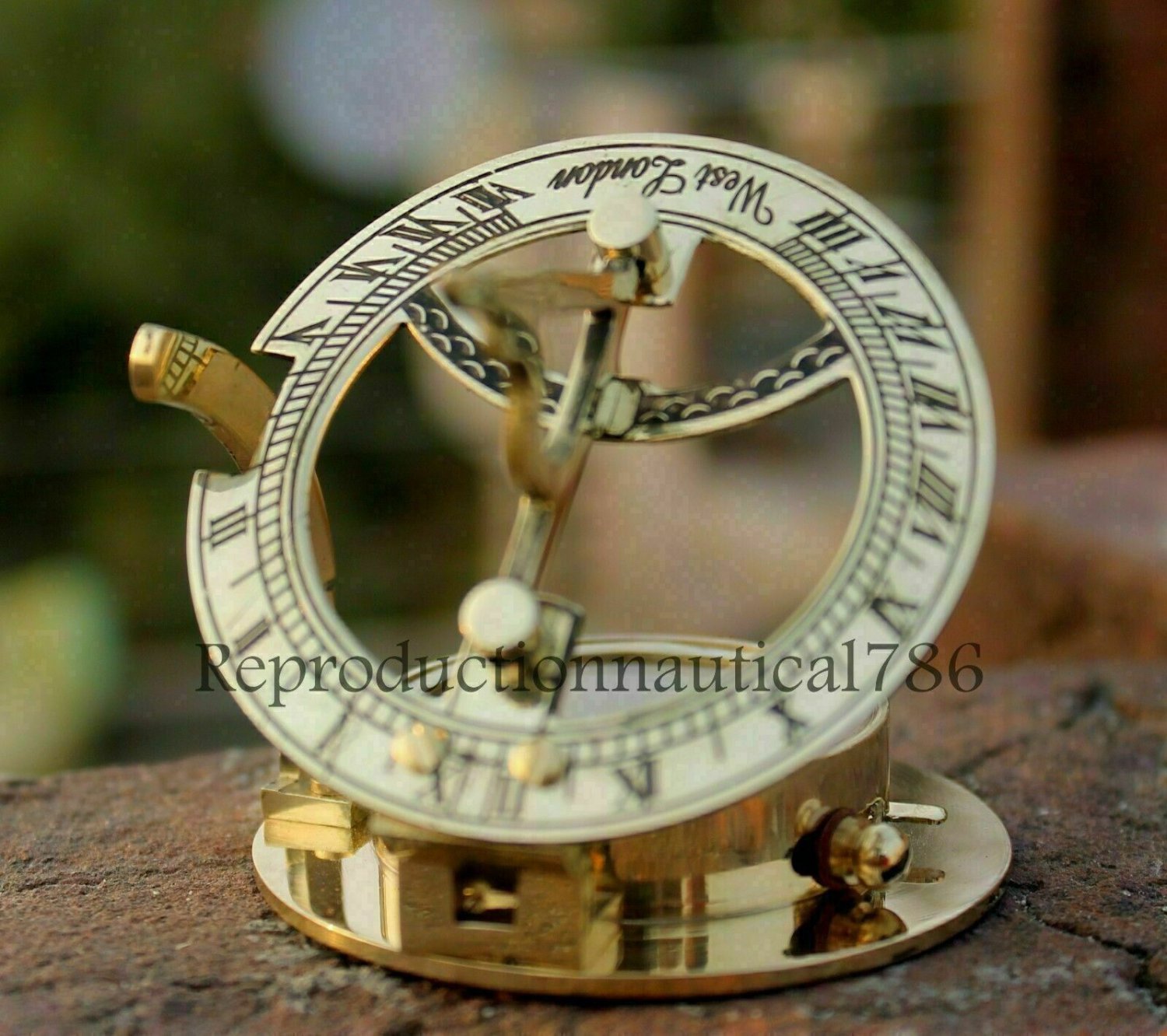 3"  Marine Maritime Nautical Sundial Compass Solid Brass Polish Plated Working