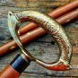Vintage Brass Halloween Look Handle Wooden Folding Black Walking Stick Gift Xmas