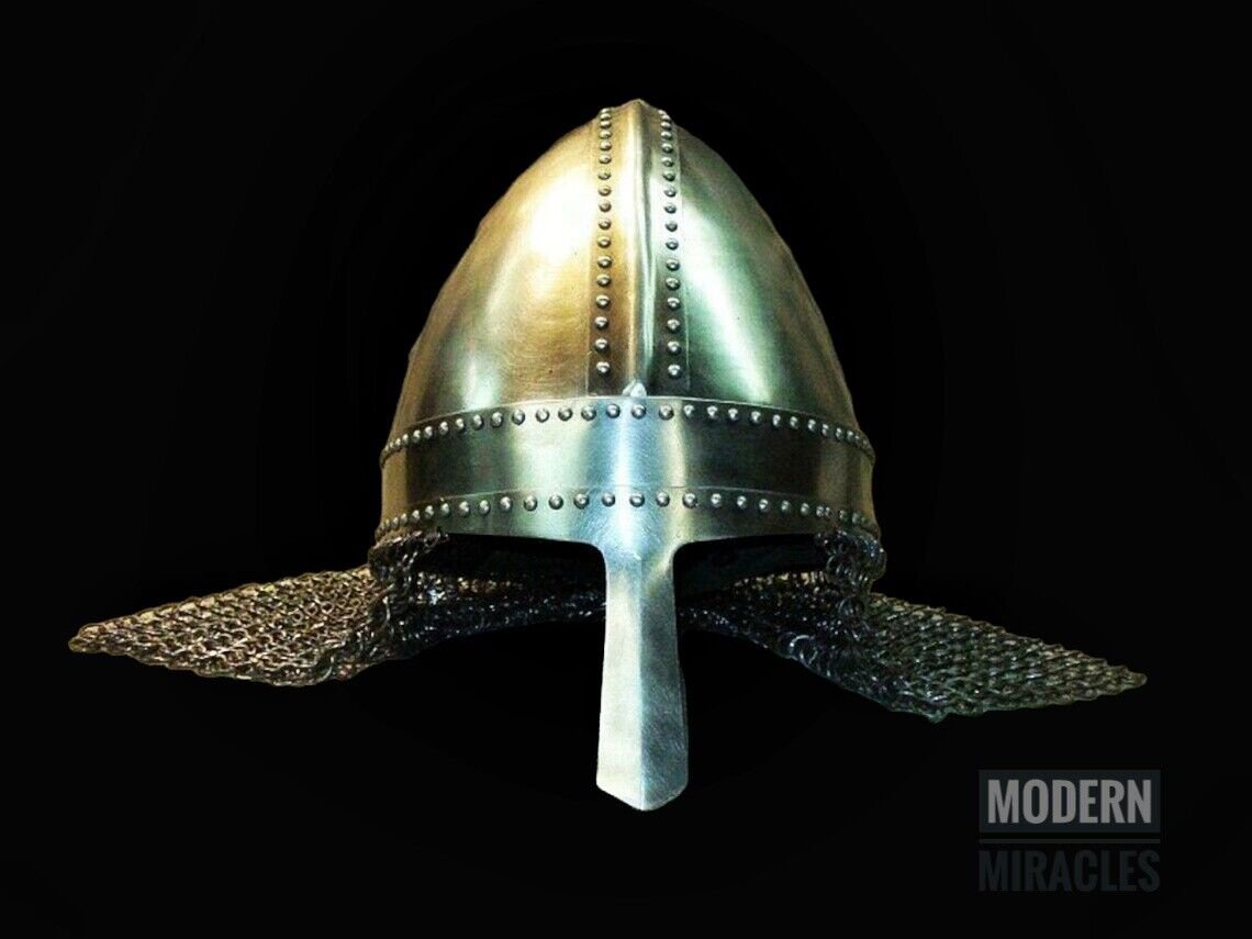 Medieval Norman helmet with riveted av entail Sca Larp Hex Gada Helmet Halloween