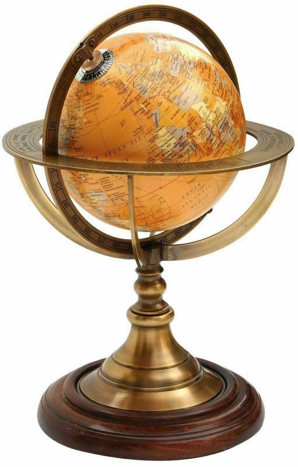Vintage Brass Antique Armillary Tabletop Marine Sphere Globe Nautical Halloween