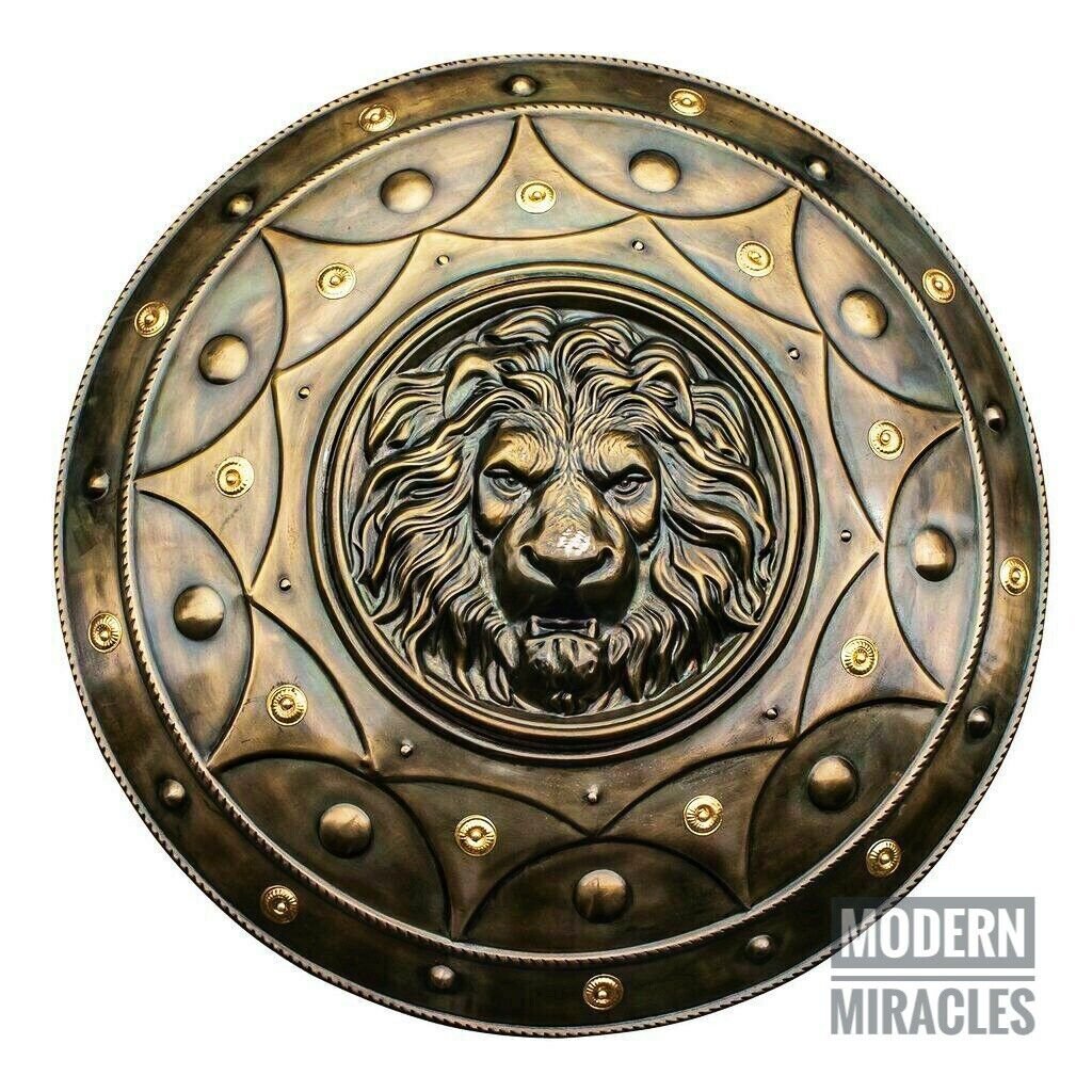 Medieval Knight Lion Iron Shield 22'' Diameter Warrior Halloween Costume gift