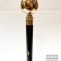 Vintage Brass Globe Handle Wooden Folding Compaq Black Walking Stick Wood Gift