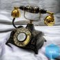 Nautical Engraved Brass Black & Golden Vintage Rotary Phone Old Fashioned Teleph