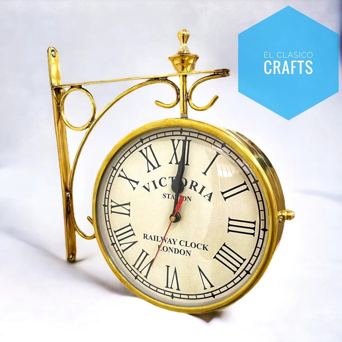 8&acirc;�� Full Brass Victoria Station Double Sided Station wall Clock Home & Office wal