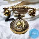 Nautical Brass Golden Vintage engraved Rotary Phone Old Fashioned Telephone Vict