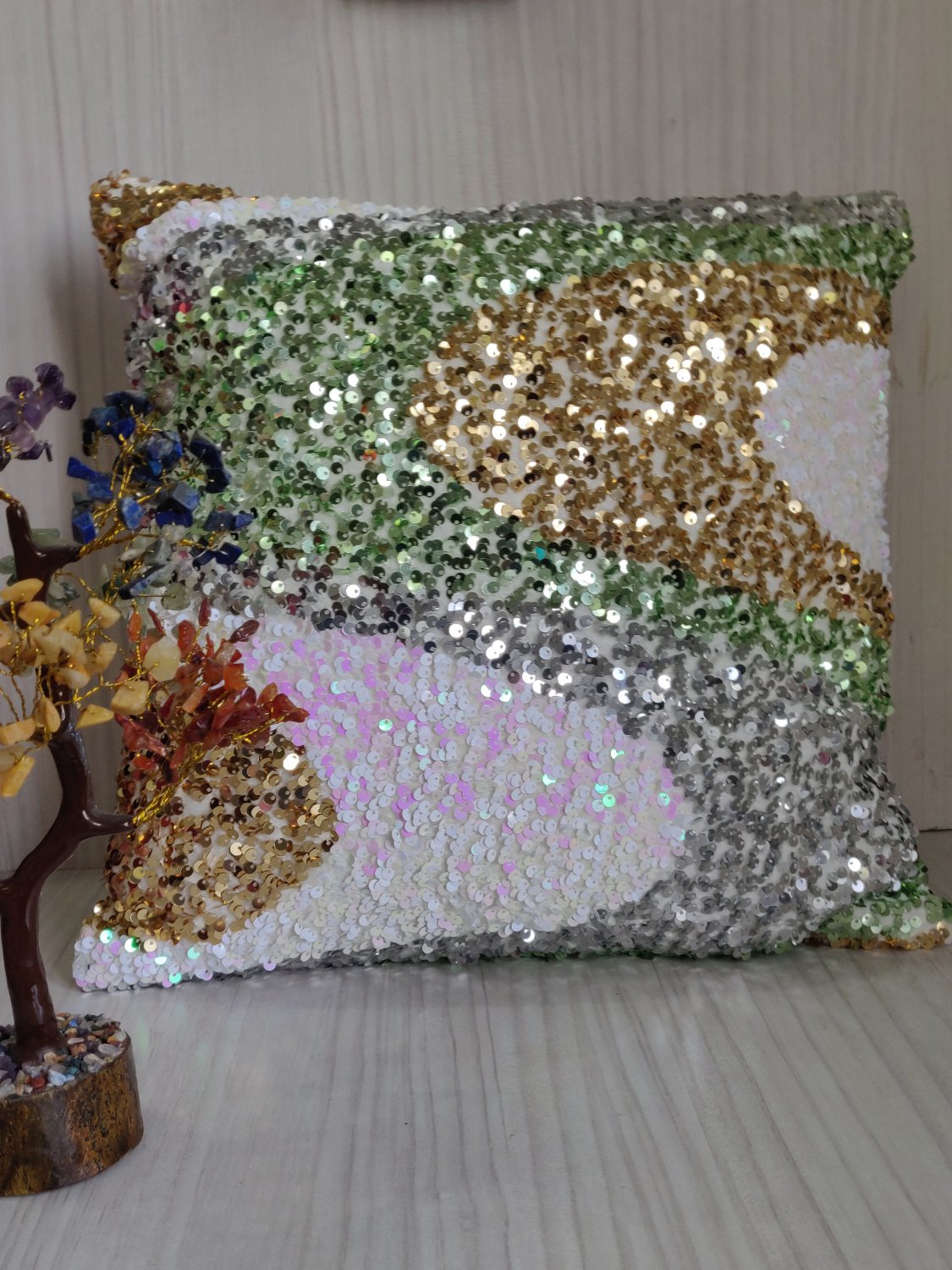 Sequins Cushion Cover multicolour(single piece)