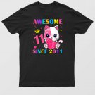 11h Birthday Girls 11 Years Old Awesome Since 2011 Cute Cat T-Shirt For Men & Women