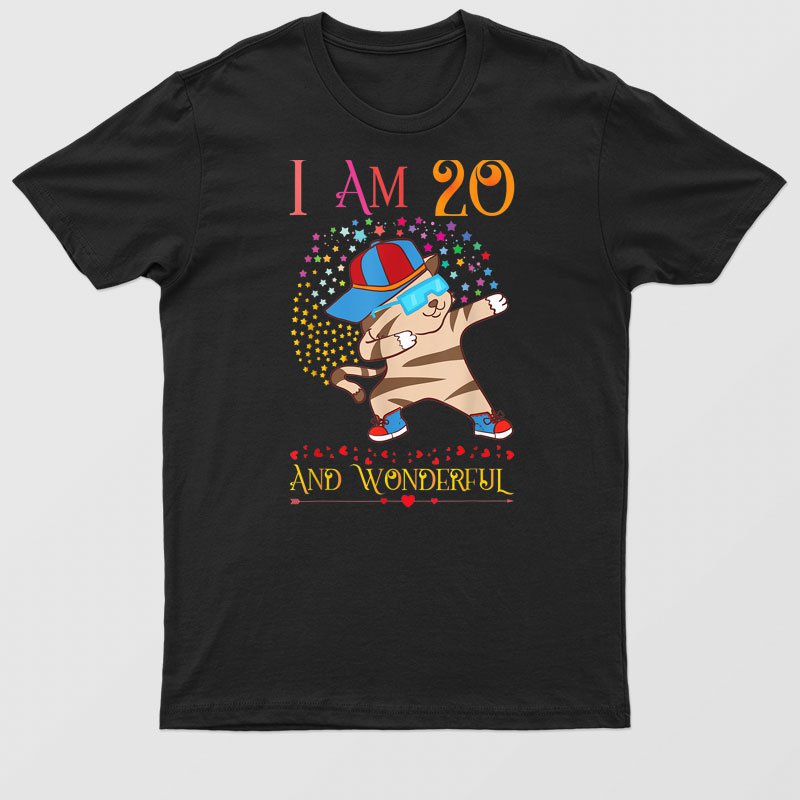 20th Birthday Shirt For Her Dabbing Cat Women 20 Years Old T-Shirt For Men & Women