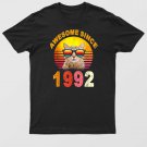 30th Birthday Vintage Cat Awesome Since 1992 Gift T-Shirt For Men & Women