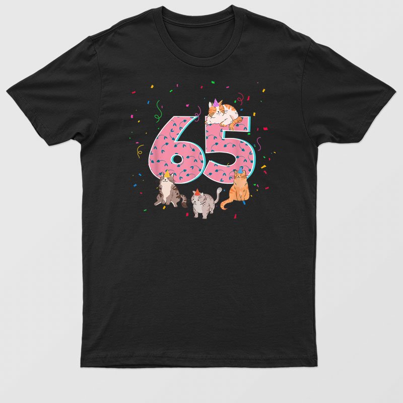 65 Years Birthday Cute Cats Pet Lover 65th Birthday Crew T-Shirt For Men & Women