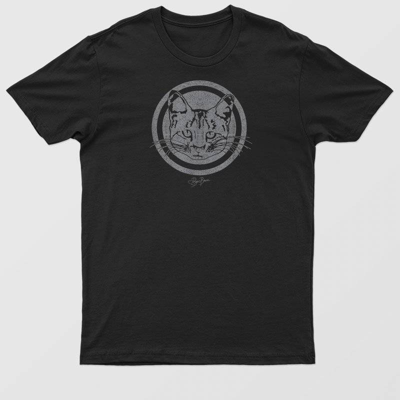 77 Cat Face Circles Grey Distress T-Shirt For Men & Women