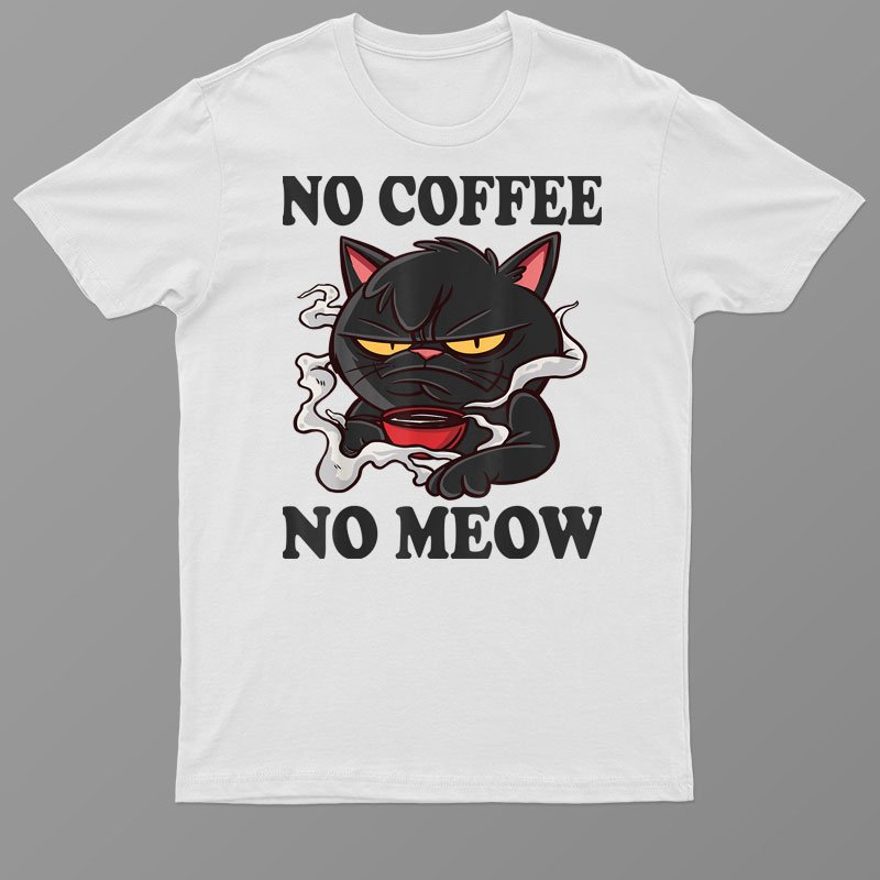 A Coffee A Day Keeps The Grumpy Away Coffee Cat With Cup T-Shirt For Men & Women